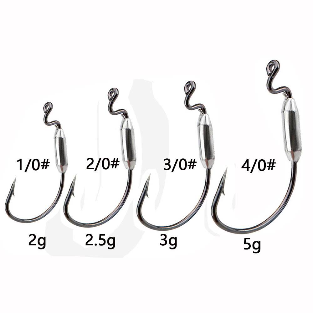 5pcs Soft Worm Lure 1/0# 2/0#  – обзор и цена Fishing Hook Offset