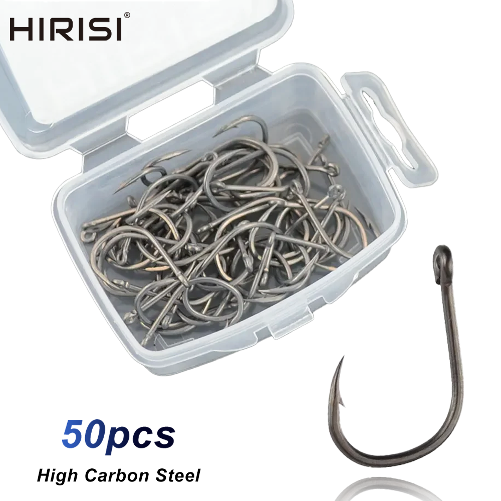 Hirisi 50pcs Barbed  Coated Ca – обзор и цена Fishing Hook Offset