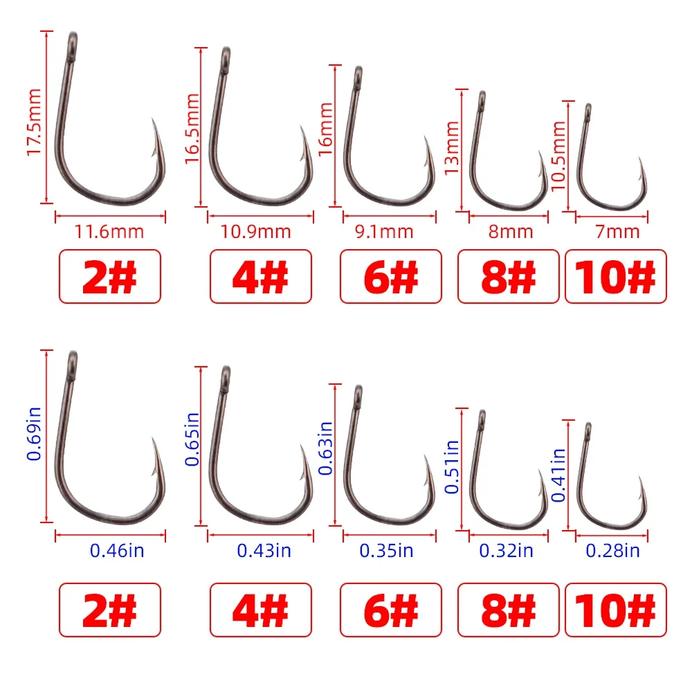 Hirisi 50pcs Barbed  Coated Ca – обзор и цена Fishing Hook Offset