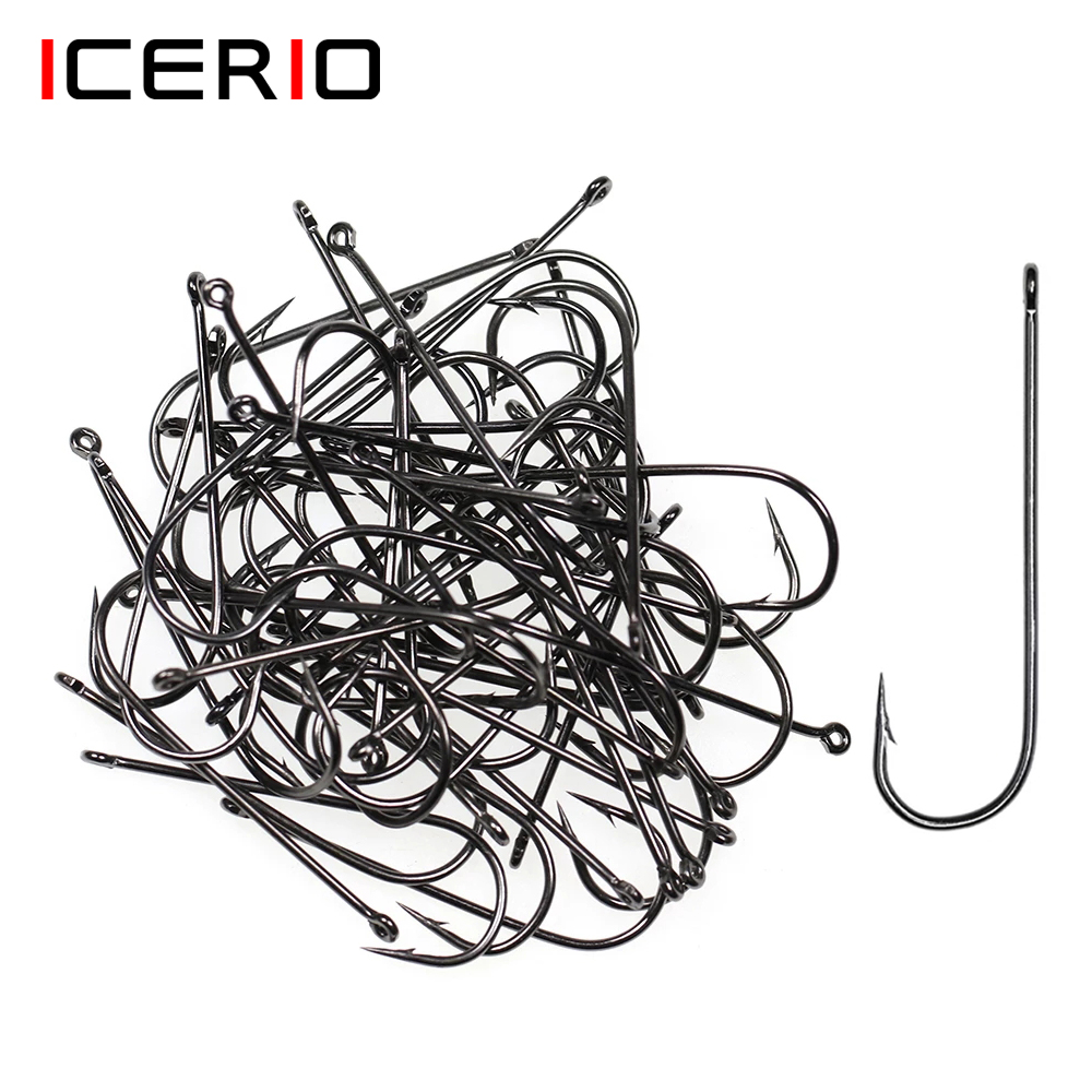 ICERIO 100PCS 16# - 3/0 Long S – обзор и цена Fishing Hook Barbless